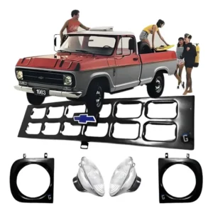 Grade Dianteira Radiador D10 D40 A10 Veraneio + Par Faróis