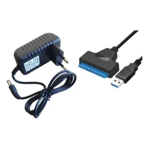 Cabo Conversor Adaptador Usb Para Ssd Hd 2.5 3.5 + Fonte 12v Preto