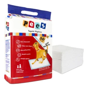 Tapete Higiênico Slim Pees Para Cães 50 Unidades 50x60cm Branco