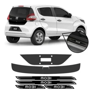 Kit Adesivo Fiat Mobi Placa Soleira Porta-mala Soleira Porta