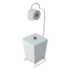 Lixeira Com Suporte Cromado De Papel Higiênico Branca Branco - Imagem 8