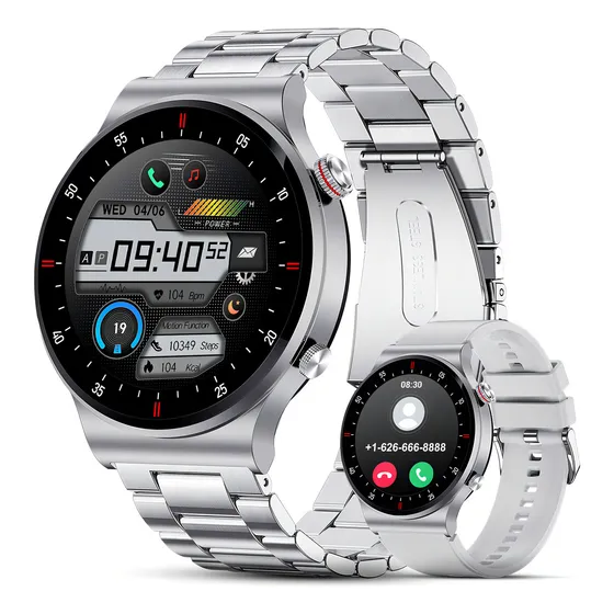 Relógio Inteligente Homem Smartwatch Esporte Negócio Chamada mais de 100 +modos esportivos,monitor de frequência cardíaca/sono,com tela HD de 1,39" e chamadas Bluetooth , compatível com Android e iOS