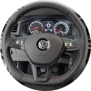 Capa De Volante Costurada Virtus Msi (preto Liso L. Prata) Linho