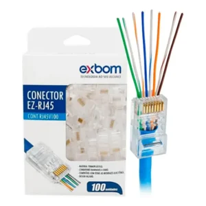 Conector Rj45 Vazado Pass Through 100 Unidades