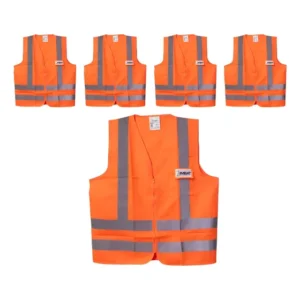 Kit 5 Colete Refletivo Segurança Faixa C/ Bolso Laranja Neon