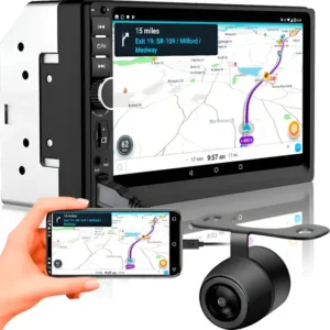 Central Multimídia Universal 2 Din Com Câmera De Ré Kit Mp5 Preto