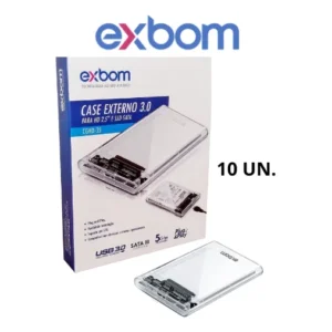 Case Externo 3.0 Kit 10 Hd 2,5 Transparente Usb Notebook Transparente