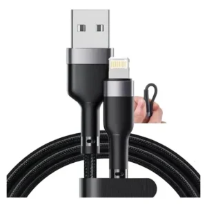 Cabo Exbom Turbo Para iPhone Carregador Rápido USB Reforçado 1m Preto