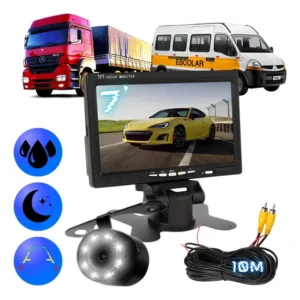 Kit Tela 7 Polegadas Camera De Ré Led Van Caminhao Onibus Nf