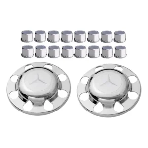 Kit Tampa Cubo Cromado Tração Mb Atego + 16 Capa Porca 24m