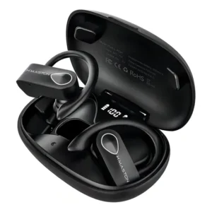 H'maston Fone Sem Fio Bluetooth Esportivo 5.3wireless Com Led Rs52 Preto