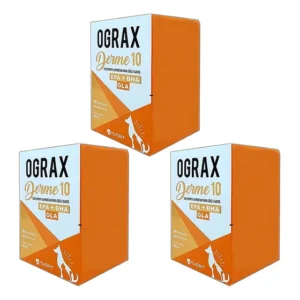 Suplemento Ograx Derme 10 Linha Ograx 3 Unidades Avert para Cães e Gatos 30 Cápsulas