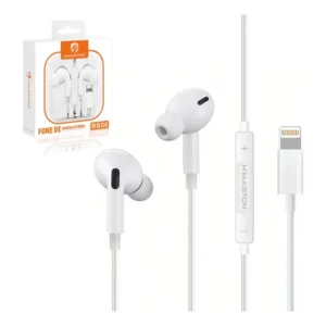 Fone De Ouvido Com Fio Lightning Com Controle E Microfone Branco