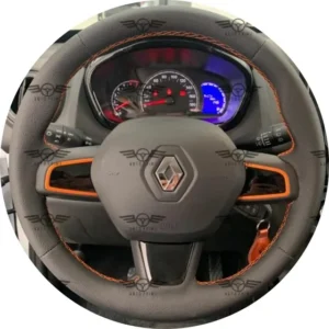 Capa De Volante Costurada Kwid Liso Costura Laranja