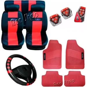 Fiesta Hatch Kit Vermelho Capa Banco Volante Pedal Tapete