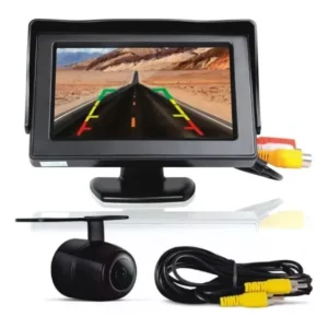 Kit Monitor Tela Lcd 4.3 Colorido + Câmera De Ré 2x1 Preto