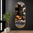 Espelho Grande Corpo Inteiro Moldura Aço 150x60cm Mod Pílula Moldura Dourado - Imagem 5