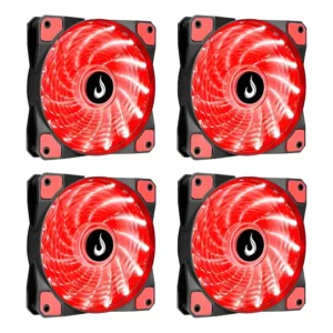 Kit Com 4 Cooler Fan 120mm 12cm Led Wind W1 Rise Mode Rm-wn Led Vermelho