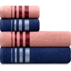 Jogo Toalhas De Algodão 4 Banho E Rosto Rosa E Azul Karsten - Imagem 8