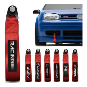 Tow Strap Hook Cinta Para Reboque Fita Esportiva Tuning Cor Vermelho Com Bordado Racing