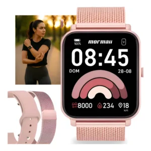 Relógio Smartwatch Mormaii Gps Integrado Saúde Esportivo Rose Rosé
