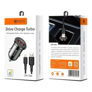 Carregador Veicular Iphone Turbo Usb Lightning Automotivo Preto