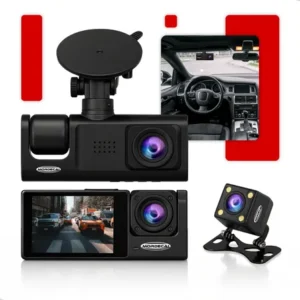 Camera Automotiva Veicular Carro 3 Câmeras Dianteira Frontal Traseira Ré Interna Hd 1080p Noturna Uber Taxi Segurança Gravadora Filmadora 360° Graus Mordecai