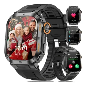 Relógios Inteligentes Masculino Esportes Smartwatch 400mAh SOS 100+esportivos frequência cardíaca, oxigênio no sangue, monitoramento do sono Compatível com Android e iPhone