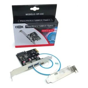 Placa PCI-E Dex USB 3.0 2 Portas 5Gbps + USB-C 3.1 Tipo C DP-33C