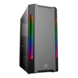 Gabinete Mid Tower Gamer C3Tech MT-G680SBK Preto Vidro RGB LED