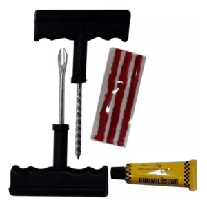 Kit Reparo Pneu Remendo Profissional Carro Moto + 3 Macarrão