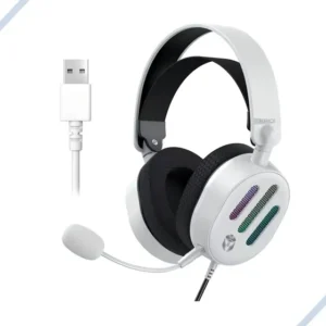 Headset Gamer USB 7.1 Kaidi KD-G32 Branco Com LED e Microfone Destacável