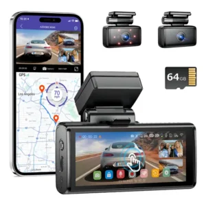 Dashcam Azdome M580 5K de 3 Câmeras com GPS e Tela Touch de 4"