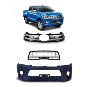 Kit Parachoque Grade Central E Grade Radiador Hilux Srv Pick-up Cabine Dupla 2016 2017 2018 3 Peças