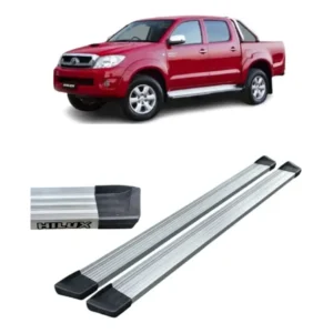 Estribo Lateral Hilux 2005-2015 Chapa Alumínio Prata Cab Dup Prateado