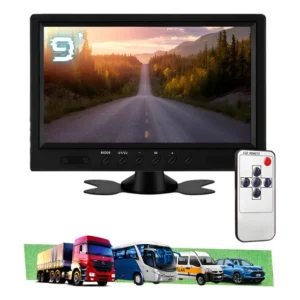 Tela Automotiva 9 Polegadas Monitor Lcd Para Câmera De Ré Tv Preto