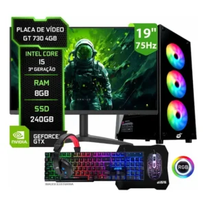 Pc Gamer Completo Setup Ninja Shadow Ii, Intel Core I5, 8gb Ram, Ssd 240gb, Placa De Vídeo 4gb, Monitor 19 , Kit Periféricos