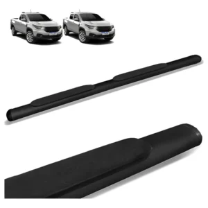 Par Estribo Lateral Oval Oblongo Fiat Strada 2021 A 2024 Aço Preto Fosco