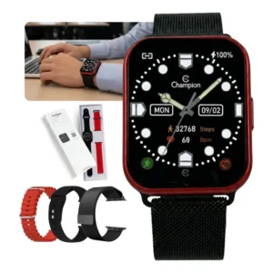 Smartwatch Champion Vermelho Unissex Troca Pulseira Novo Pr Preto Vermelho