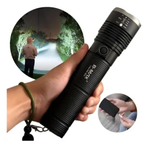 Lanterna Led Tática Mais Forte Do Mundo 2km Militar Potente Branca Preto