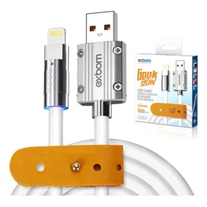Cabo USB Lightning 1.5m Branco Exbom para iPhone e iPad