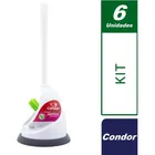 Kit 6 Un Escova Sanitária Vasos Condor Prático Recipiente Branco - Imagem 5