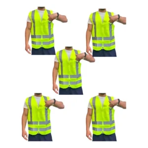 Kit 5 Colete Blusao Refletivo Bolso Amarelo Verde Noite Dia