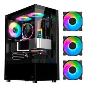 Gabinete Gamer Mid Tower Rgb Atx Em Vidro Temperado Gb1792 Preto