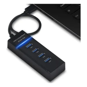 Hub Usb 3.0 Adaptador 4 Portas Cabo Extensor Preto Macbook Preto