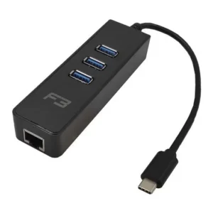Cabo Adaptador Usb-c 3.1 X Hub 3p Usb 3.0 Com Rj45 1000 Mbps Preto