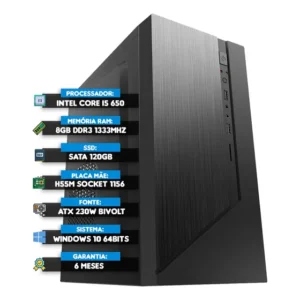 Pc Computador Cpu Core I5 650 + Ssd 120gb + 8gb Ram Novo N/f 8 Gb