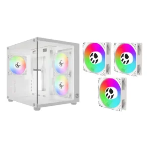 Gabinete Gamer Branco Aquário Com 3 Fans Rgb Bg-064 Pure Pro