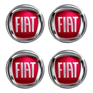 Jogo Emblema Resinado Fiat Vermelho Roda Calota Centro 48mm