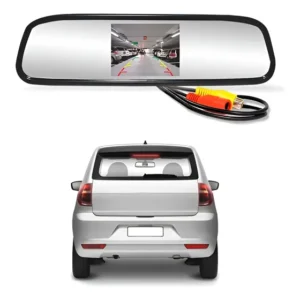 Retrovisor C/ Tela Lcd 4.3 Polegadas Camera De Ré Roadstar Preto